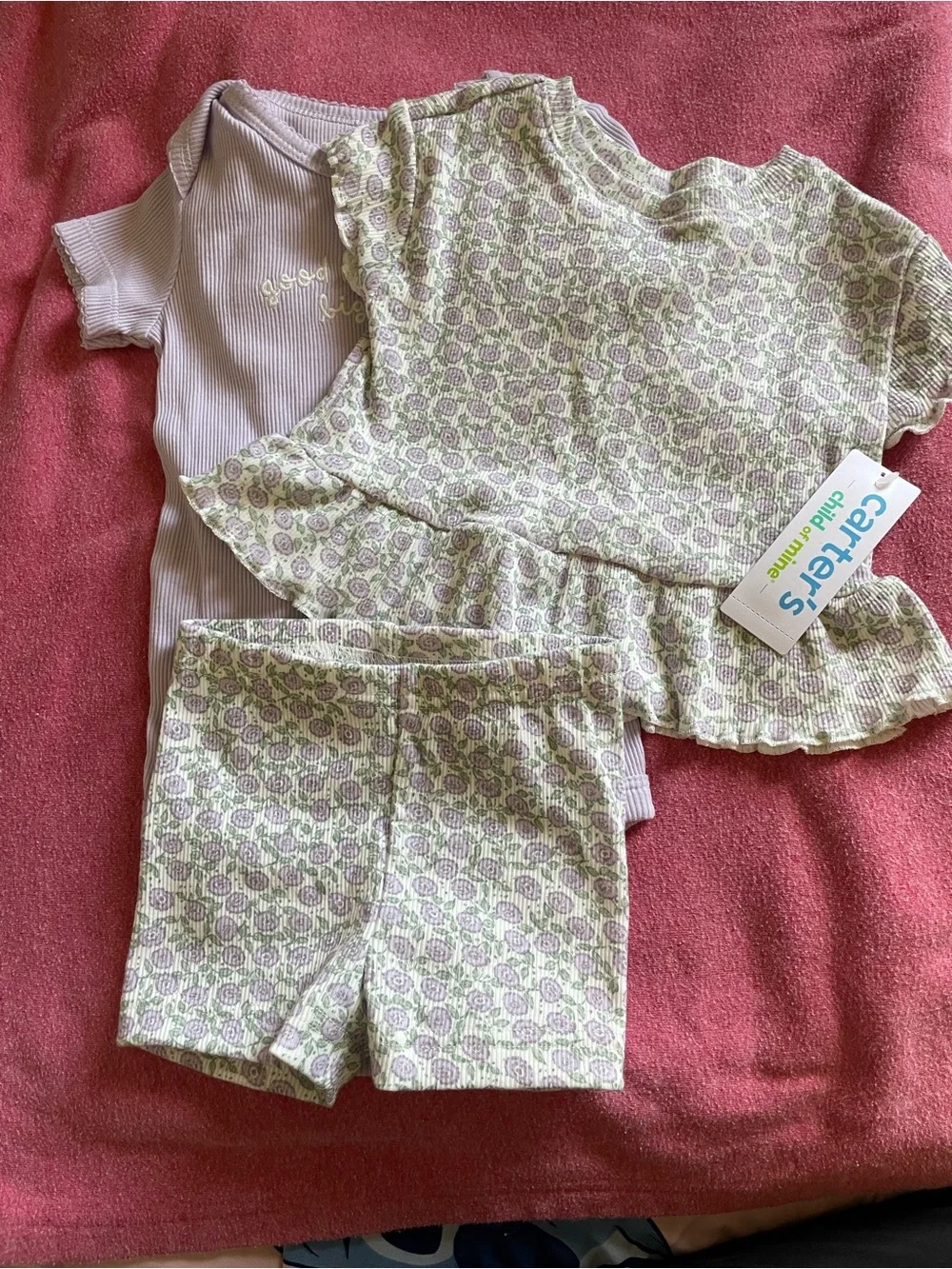 Carter's Lavender & Light Green Floral 2-Piece Girls Pajama Set